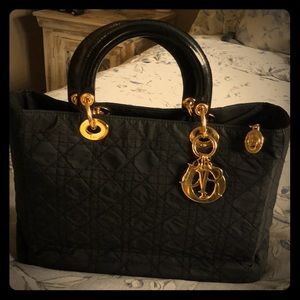 Christian Dior Black Quilted Cannage Lady Dior.